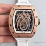 Copy Richard Mille RM 19-01 Rose Gold White Rubber Spider Face Watch
